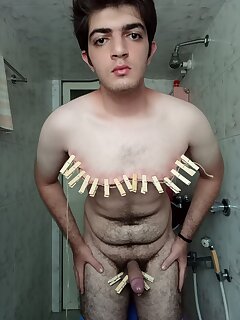 Bdsm with clips on chest & nipples